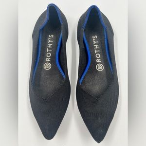 ROTHYS The Point Classic Solid Black Flats Size 8
